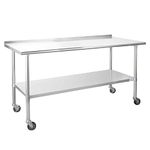 Stainless Steel Table for Prep & Work 24 x 72 Inches with Caster Wheels, NSF Commercial Heavy Duty Table with Undershelf and Backsplash for Restaurant, Home and Hotel