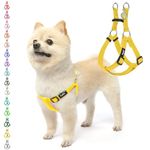 PUPTECK No Pull Dog Harness Soft Adjustable Basic Nylon Step in Puppy Vest Outdoor Walking with ID Tag, Yellow, S