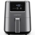 CHEFMAN 2 Qt Mini Air Fryer – Digital Space-Saving Compact Air Fryer with Nonstick and Dishwasher Safe Basket, Quick & Easy Meals in Minutes, Features Digital Timer and Shake Reminder – Grey