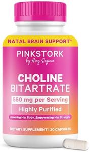 Pink Stork Choline - 550 mg Choline Bitartrate from VitaCholine for Pregnant + Postpartum Moms - Prenatal Vitamin for Fetal Cognitive Health + Breast Milk Quality - 1 Capsule Daily, 30 Count