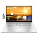 HP Envy 17.3" FHD IPS Touchscreen Laptop, Intel Core i7-1260P, 32GB RAM, 2TB PCIe SSD, Backlit Keyboard, Intel Iris Xe Graphics, 5MP IR camera, Windows 11 Pro, Silver, 32GB Hotface USB Card