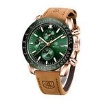 BENYAR Men's Watch Quartz Sports Chronograph Fashion Business Luxury Brand Waterproof Watch Analog Date Men's Brown Leather Watch for Men