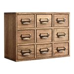 KIRIGEN Wood Storage Drawer Units Desktop Organiser Chest of Drawers Medicine Cabinet 9 Mini Drawers with Metal Handles for Coffee Tea and Jewelry Dark Brown (9CG-DBR)