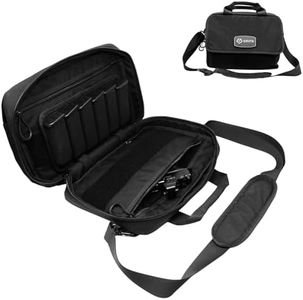 GRITR Handgun Briefcase for Multiple Guns - Soft Pistol Case Range Bag for Handguns and Ammo w/ 6 Magazine Slots, Padded Interior & Extra Pockets - Pistol Pouch for Everyday Carry, Black