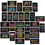 MWOOT 90 Pieces Inspirational Words Note Cards, Encouragement Greeting Cards for School Office Presents, Mini Business Cards Appreciation Postcards for Women Men (30 Styles,Dark)