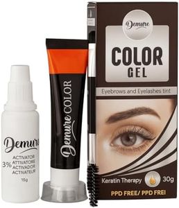 Demure Color Gel Eyebrow and Eyelash Tint 30g, Professional Formula Eyebrow and Eyelash Dye Kit with Keratin Complex (3.0 Brown)