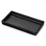 Luxspire Bathroom Vanity Tray, Mini Soap Dispenser Tray Small Ceramic Perfume Tray Jewelry Dish Trinket Tray Candle Holder Rectangle Tray Soap Dish for Bath Organizer Kitchen Sink Narrow Tray, Black