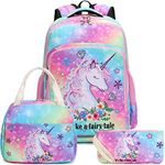 BTOOP Girls Backpack Kids Boys Elementary Bookbag Girly School Bag with Insulated Lunch Tote and Pencil Pouch, A-tie Dye Galaxy - 3 Pieces, Large, Travel Backpacks