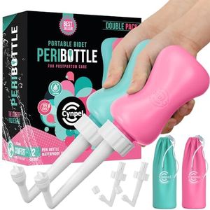 Cynpel Peri Bottle - Postpartum and Perineal Care - Portable Travel Bidet Sprayer for Women or Men - Handheld Jet Spray Bottle for Toilet - New Mom After Birth Recovery Essentials Feminine Care 2-pack