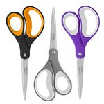 LIVINGO Scissors, 8" Office Stationery Set, Fabric Dressmaking Sewing Scissors, Sturdy Sharp All Purpose Shears for Home School Craft DIY, Titanium Coated Blades, Comfort Grip, 3-Pack