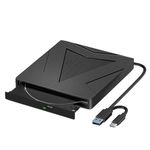 ZZOSRDR External CD DVD Drive, Type-C USB 3.0 Portable Optical DVD Drive, CD DVD Player RW Writer Burner Reader for Laptop, Desktop, PC, Mac, IOS, Windows 11/10 / 8/7 / XP/Linux/Vista