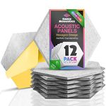 Sonic Acoustics Self-Adhesive 12 Pack Hexagon Acoustic Panels, 14" X 12" X 0.4" High Density Sound Absorbing Panels Sound Proof Insulation Beveled Edge Studio Treatment Tiles (Silver Grey)