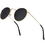 NSSIW Round Sunglasses for Women and Men, Premium Round Metal Sunglasses with Circle Frame and UV Protection (Gold/Grey)