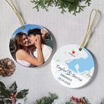 Bemaystar Engaged Christmas Ornament - Personalized Engagement Gift for Couple, Map Ornament, Engagement Map, Engagement Ornament Gift, Custom Names, Date, Photo and Location