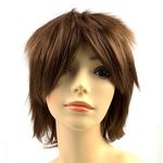 Yamel Anime Wig Light Brown for Cosplay Party, Synthetic Layered Short Hair Wigs with Bangs, Pastel Wigs for Women Men Kids