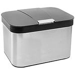 Belle Vous Kitchen Food Waste/Compost Bin - 4.3L / 1.14gal Kitchen Countertop Caddy - 25 x 17cm/9.84 x 6.69 Inches - Black/Silver Plastic and Stainless Steel Compost/Waste Container with Lid