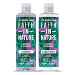 Faith In Nature Natural Lavender & Geranium Shampoo and Conditioner Set, Nourishing, Vegan & Cruelty Free, No SLS or Parabens, For Normal to Dry Hair, 2 x 400ml Pack