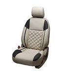 Khushal Leatherite Designer Front and Back Car Seat Cover Set Lowest Model Tour - No Arm Rest - Beige/Black