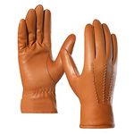 Harssidanzar Mens Luxury Italian Sheepskin Leather Gloves Vintage Finished Cashmere Lined Upgrade, Tan, S