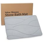 Yellow Weaves Stone Bath Mat, Diatomaceous Earth Shower Mat, Non-Slip Super Absorbent Quick Drying Bathroom, Kitchen Floor Mat, Easy to Clean (60x40 cm - Sandstone) Zig-Zag Light Grey