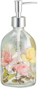 Glass Soap Pump Dispenser Floral and Butterfly 17 Ounce by A Ting