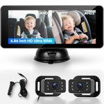 Hodozzy 2-Kids Baby Car Camera for Seat, 6.86 Inch Split Screen HD Car Baby Mirror, Rotatable Rear-Facing Car Seat Monitor, Night Vision Camera for Car Back Seat Wide Angle Fit for 2 Babies/Kids/Pets