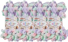 Alize Puffy Color Baby Blanket Yarn Lot of 4skn 400gr 39.3 yds 100% Micropolyester Soft Yarn Hand Knitting Yarn (5938)