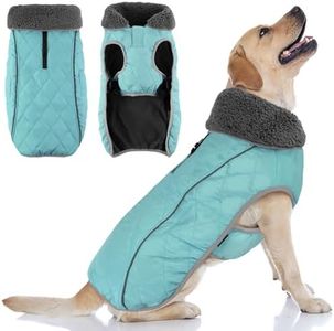 Doglay Dog Coat, Waterproof Dog Jacket Pet Winter Coat for Cold Weather with Thicken Furry Collar, Reflective Puppy Winter Jacket Warm Fleece Lining for Small Medium Large Pets