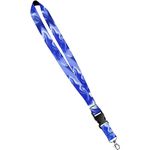 Moose Pet Wear Print Lanyard - Satin Keychain Necklace with Side Release Buckle and Snap, ID Badge Holder - 1 Inch, Blue Smoke