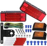 WoneNice LED Low Profile Submersible Trailer Tail Light Kit, rectangle LED Trailer Lights Halo Glow with Wiring Harness Combined Stop, Tail Lights, Turn Function for Boat Trailer, 12V