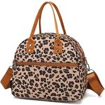 FlowFly Insulated Lunch Bag with Adjustable & Removable Shoulder Strap for Women, Men, and Kids, Large and Reusable, Handle, Work and School Travel Tote and Meal Prep Organizer,Leopard