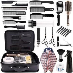 Hair Cutting Scissors Shears Kits, 29 pcs Professional Haircut Scissors Set for Barber, Salon, Home, Complete Hair Cutting Kit Includes Barber Bag, Thinning Scissors, Combs, Barber Cape...