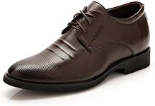 Battle Men Men's Elevator Shoes 2" Taller Lace up Faux Leather Formal Oxford Dress Footwear Removable Invisible Height Increasing Insole Formal Men (Color : Brown, Size : 10 MUS)