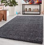 BPIL Shaggy Rugs Soft plain Thick Pile Large Small Antiskid Area Rug (GREY, 160X230CM)