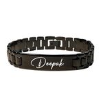 Abbloo Personalised Name Bracelet, 1 Year Plating Warranty, for Men and Women (Black)