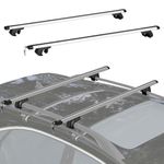 HOMCOM 2pc Roof Rack Car Roof Top Lockable Aluminum Cross Bars Adjustable Baggage Luggage Carrier, Silver (49")