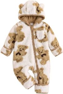Jecson Newborn Boy Clothes Bear Hooded Fleece Snowsuit Outfit 9-12 Months