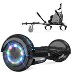 GeekMe Hoverboards 6.5" with Seat & Hoverkart - LED Lights, Bluetooth Speaker, Flashing Wheels - Gift for Children