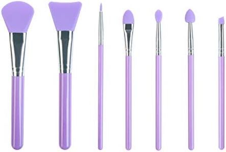 LORMAY 7 Pcs Silicone Makeup Brushes for Facial Mud Mask, Cream Eye Shadow, Lip Care, and UV Resin Epoxy Art Crafting (Purple)