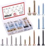 Hilitchi 320Pcs Self Drilling Self Tapping Screws Stainless Steel Zinc Plated Phillips Flat Head Bugle Head Pan Head Wafer Head Screw Assortment Kit for Wood Screws, Sheet Metal Screws, and Drywall