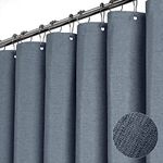 BTTN Stall Fabric Shower Curtain - 54x78 Inch Long Linen Textured Heavy Duty Thick Shower Curtain Set with 10 Plastic Hook, Hotel Spa Weighted Waterproof Neutral Bath Curtains for Bathroom - Blue Gray