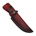 Leather Knife Sheath, Straight Knife Holster Vertical Horizontal Knife Sheaths Belt Loop Case Holder Bag for 5" Blade Knife (No Blades）