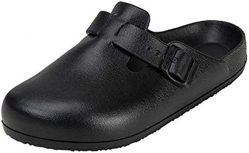 Amyneo Men's Women's Clogs Unisex Boston Footbed Clog Lightweight Slip on Sandals Garden Shoes, All-black, 10-10.5 Women/8-8.5 Men