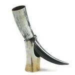 Medium Drinking Horn with Horn Stand - Polished - Viking Drinking Horn Beer Cup Mug - 13 to 16 Inches in Length Perfect for Reenactment …