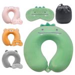 Lookka Travel Pillow, Cute Neck Pillow for Kid, Memory Foam Neck Support Pillow(Washable Cover) with Cute Eye Mask for Sleeping Rest on Airplane Lightweight Travel Headrest