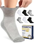 Diabetic Ankle Socks for Men & Women | 6 Pairs Wide Non Binding Socks Quarter Length | Edema Neuropathy Socks