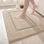 DEXI Bath Mat 40 x 60 cm, Non Slip Bathroom Mat, Soft Microfiber and Super Absorbent Bath Mats for Bathroom, Machine-Washable Bathroom Rug, Beige