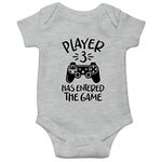 Witty Fashions Player 3 Has Entered The Game - Funny Baby Romper - Xmas Gifts (0-3 Months, Gray)