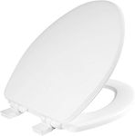 Bemis Ashland Modern Wood Toilet Seat with Decorative Edge, Slow Close, Secure Hinges, Elongated, White