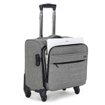 NOVEX Overnighter Small Laptop Trolley | Pilot Cabin Luggage, Grey - 15.6Inch | Polyester Business Spinner Case with 3 Compartments, 360-Degree Rotatable, 4 Wheels Bag | Backpack for Men & Women